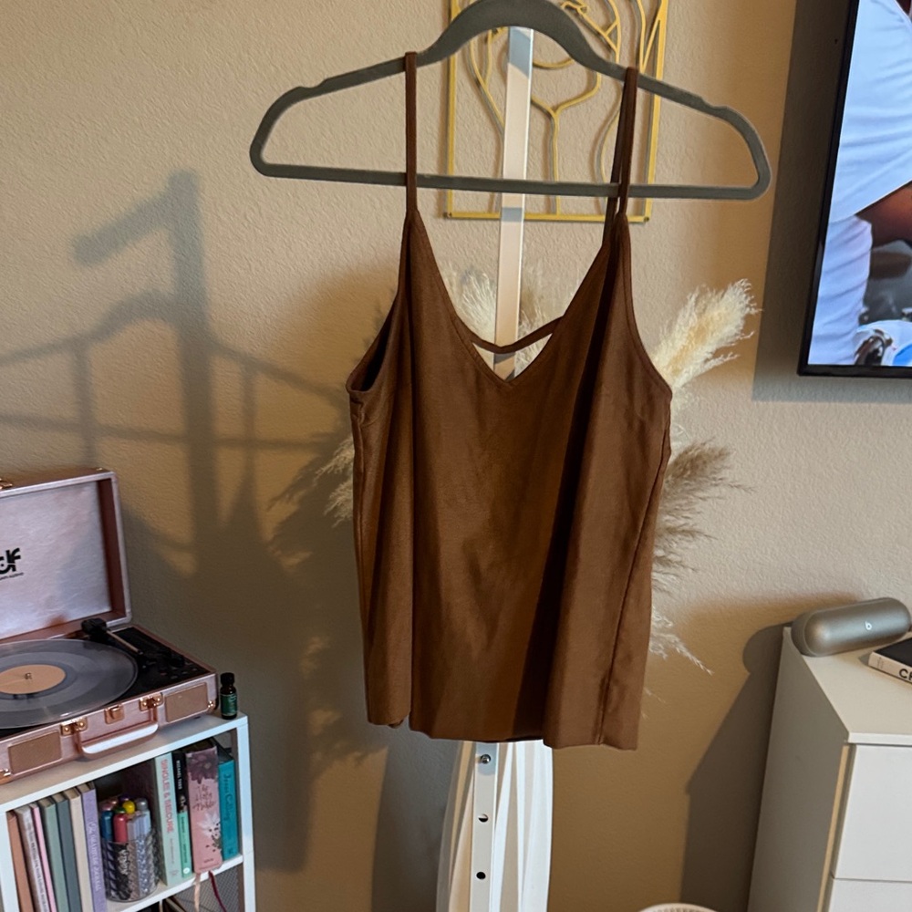 Express Brown Women's Suede Spaghetti Strap Top